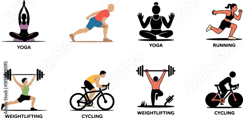 Icons of Fitness Activities and Sports yoga running