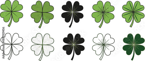 St patrick's day four leaf clover illustrations
