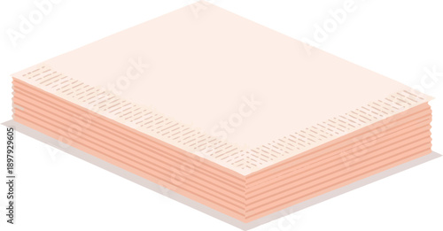 Stack of plain paper napkins with textured edges, light peach hue