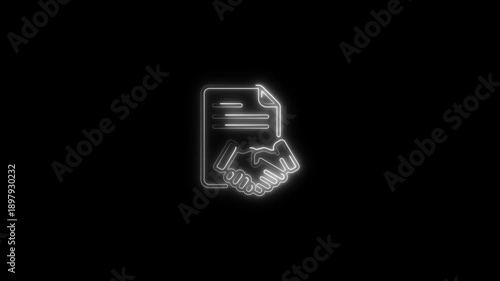 Wallpaper Mural Neon outline handshake agreement on glowing digital contract document in dark background modern business partnership and deal concept futuristic tech style Torontodigital.ca