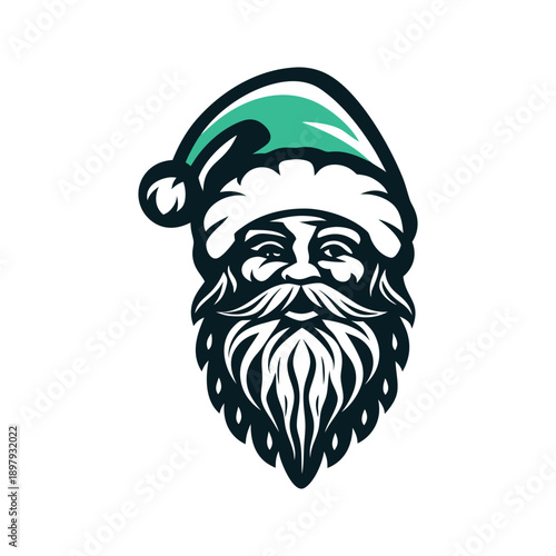 Santa Claus Vector Icon with Teal Hat