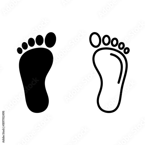 Minimalist human foot prints for step tracking and walking journey navigation graphics
