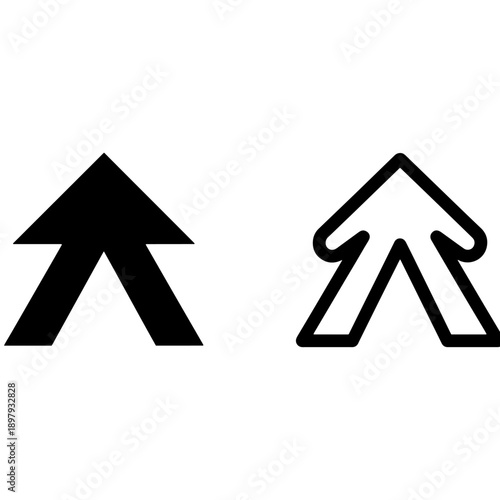 Directional up arrow icons in solid and outline styles for navigation and progress growth concept