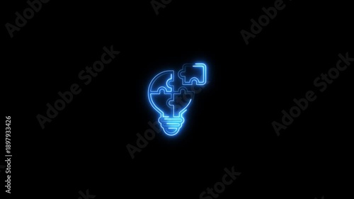 Wallpaper Mural Glowing neon light bulb puzzle piece illustrating innovation and creative problem solving in futuristic blue tone Torontodigital.ca