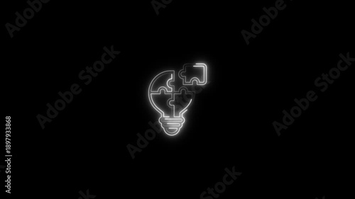 Wallpaper Mural Glowing neon light bulb puzzle pieces connecting seamlessly in dark background symbolizing creative ideas innovation and problem solving for business and education Torontodigital.ca
