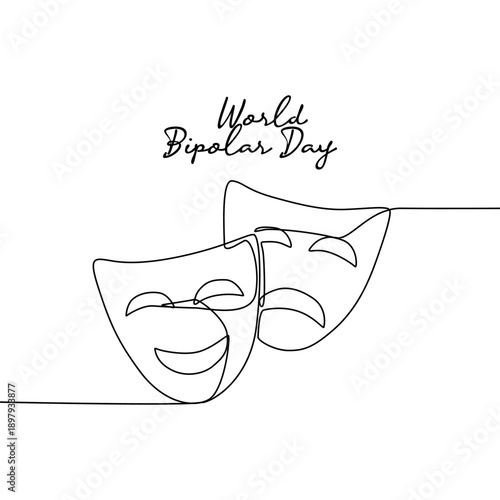 line art of World Bipolar Day good for World Bipolar Day celebrate. line art.