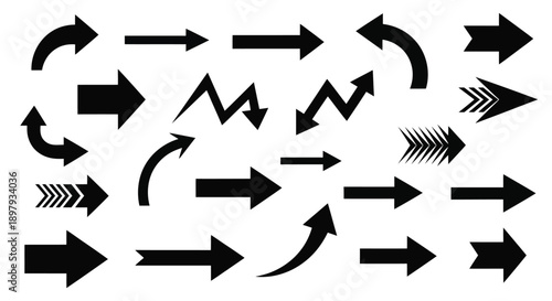 Collection of diverse black arrows indicating different directions and movements