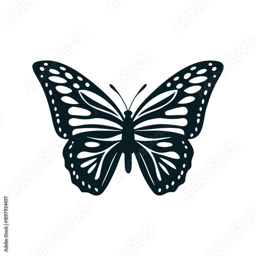 Stylized Butterfly Vector Icon, Tribal Design