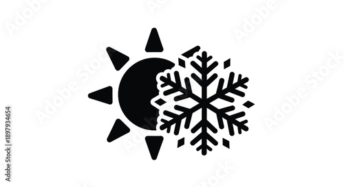 A contrasting graphic depicts a sun and snowflake side by side