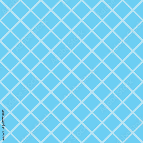 Seamless pale-blue diagonal grid vector on a sky-blue background. Simple geometric design suitable for wallpaper, pattern design, wrapping paper, and digital projects.