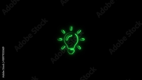Wallpaper Mural Glowing neon green light bulb innovation and creative idea symbol with radiant beams on dark background futuristic technology concept for business inspiration and brainstorming sessions Torontodigital.ca
