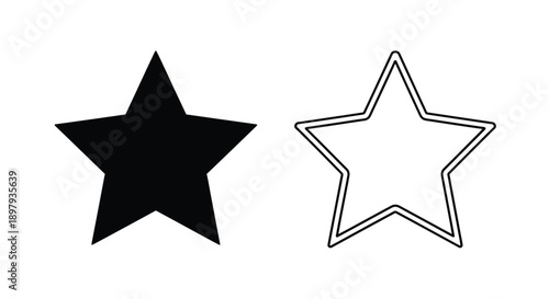 Two stars a solid black star and a white outlined star