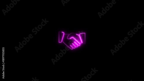 Wallpaper Mural Neon handshake glowing in vibrant purple on dark background modern partnership and agreement symbol digital collaboration and teamwork concept futuristic outline style Torontodigital.ca