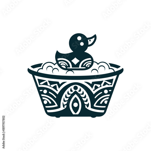 Polynesian Duck in Tub Vector Icon