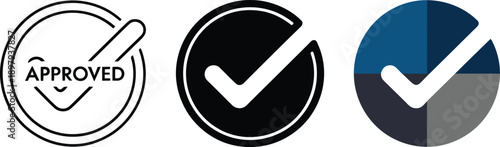 Set of checkmark icons in different styles and colors for approval and confirmation purposes