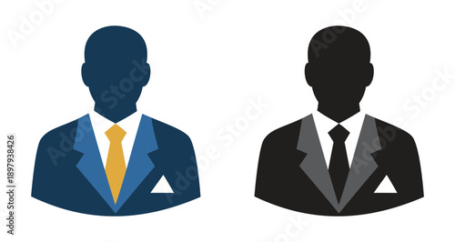 Professional Corporate Avatar Vector with Suit and Tie Silhouette for Business Profiles, Executive Identity, and Career Branding