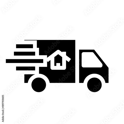 Solid icon of a moving delivery truck