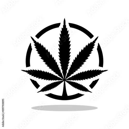 Medical marijuana leaf icon with shadow