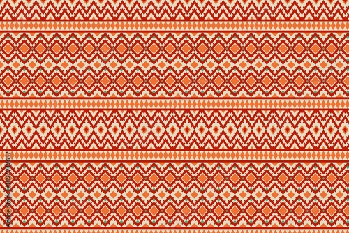 Vibrant geometric ethnic pattern with traditional tribal design elements
