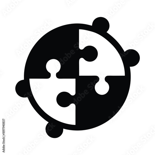 Puzzle Collaboration Icon Vector Illustration