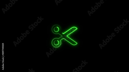 Wallpaper Mural Glowing neon scissors in futuristic cyber style with vibrant green light effects on dark background modern technology and digital editing projects Torontodigital.ca