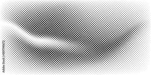 Grunge halftone gradient background. Faded grit noise texture. White and black sand wallpaper. Retro pixelated backdrop. Anime or manga style comic overlay. Vector graphic design textured template