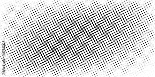 Grunge halftone gradient background. Faded grit noise texture. White and black sand wallpaper. Retro pixelated backdrop. Anime or manga style comic overlay. Vector graphic design textured template