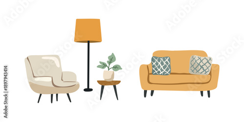 cozy scandinavian style living room with seating