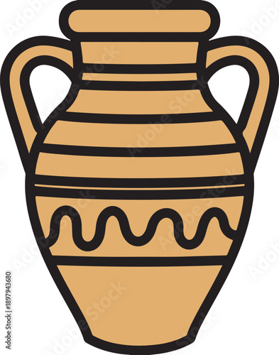 Ancient greek amphora pot, a historical artifact with handles and decorative patterns, representing classical antiquity