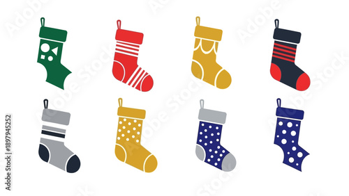 Christmas Stockings Collection: Festive Holiday Icons in Various Colors and Patterns