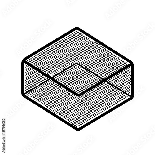 Isometric Laboratory Wire Gauze Icon - 3D Perspective Mesh for Scientific Heating