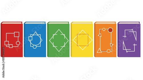 Colorful Books with Geometric Designs - Abstract Shapes and Patterns