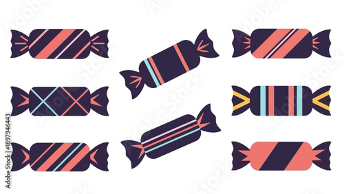 Colorful Wrapped Candies Assortment, Sweet Treats, Festive Confectionery Collection