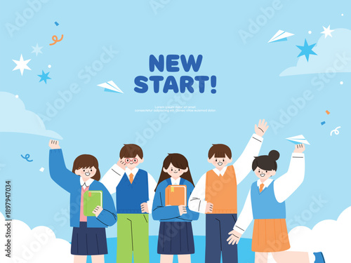 새학기 어린이 학생 일러스트 템플릿 09
