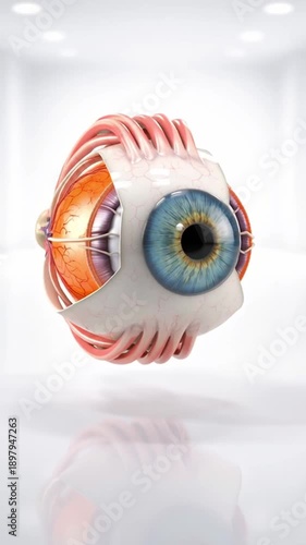 Wallpaper Mural Eye anatomy medical illustration floating detailed model white laboratory background showing iris pupil muscle tissue optic nerve structure education concept human eye anatomy model eyeball structure Torontodigital.ca