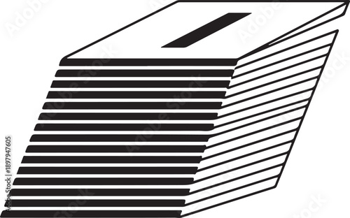 Stack of documents isometric view illustration showing paper pile with number one on top for business filing and organization office concepts
