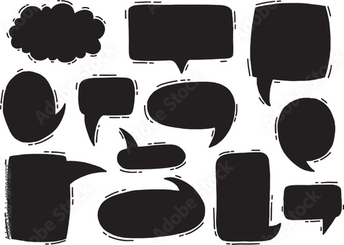 Black Speech Bubble Silhouettes on White chat talk