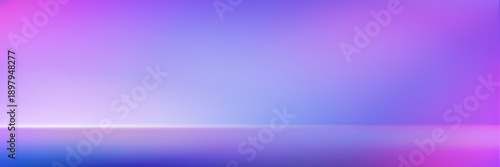 Blue pink neon studio space, gradient abstract background with glowing floor, vector illustration. Modern showroom with vibrant tech lighting and perspective, empty scene for product display.