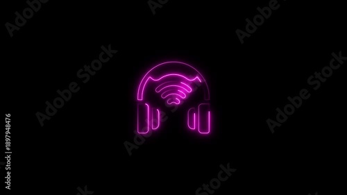 Wallpaper Mural Neon glowing wireless headphones with Wi Fi signal waves in futuristic purple cyberpunk style for tech presentations digital audio streaming and wireless connectivity concepts Torontodigital.ca