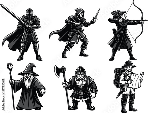 A medieval knight warrior in armor holding a sword and shield standing as a powerful fantasy guardian