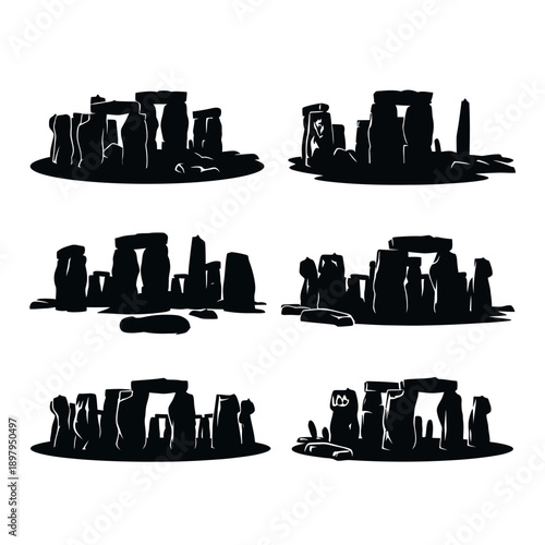 Stonehenge Silhouette Collection: Ancient Monument, Neolithic Circle, Historic Landmark