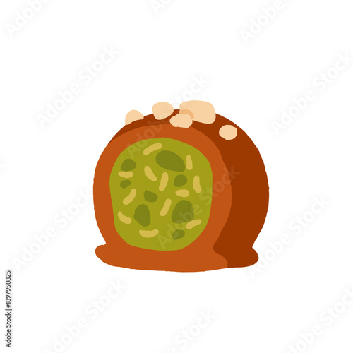 Chocolate sweets and desserts, cocoa candies, pralines, truffles, bars, dubai chocolate, pastries and confectionery set. Cute flat cartoon vector illustration for packaging, menu, bakery, cafe