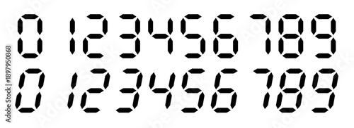 Monochrome digital numbers set from 0 to 9.