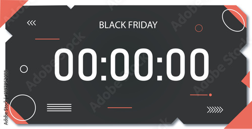 Black Friday Countdown Timer with Modern Design Elements and Red Accents