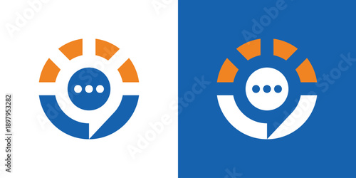 Dual meaning logo combining sun and chat elements, symbolizing positive communication, warmth, friendly interaction, and bright digital connection.