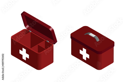 Open and Closed Red First Aid Kits background form