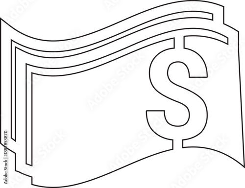 Flat Design Black Money Icon for Business and Digital Finance Projects