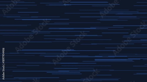 Abstract digital blue horizontal speed lines moving across dark background loop