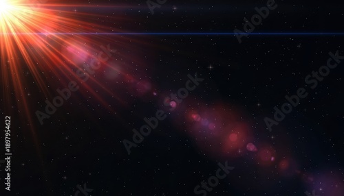 Wallpaper Mural A bright light shines in the dark space with stars Torontodigital.ca