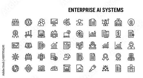 Enterprise AI Systems Icons: Business, Data, Technology & Strategy Icons